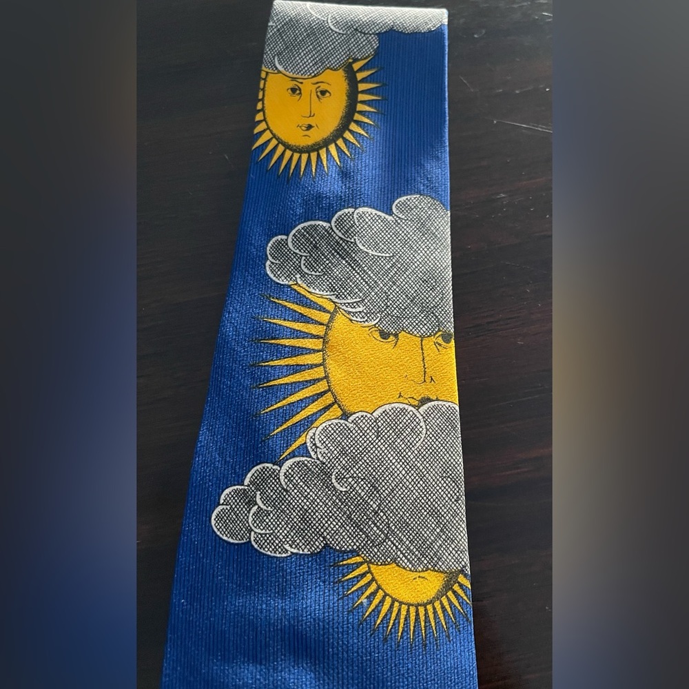 Fornasetti Blue And Yellow Architectural Design Tie View 2
